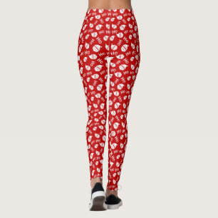 Ho Ho Ho Ho White & Red Santa Face Pattern Long Leggings