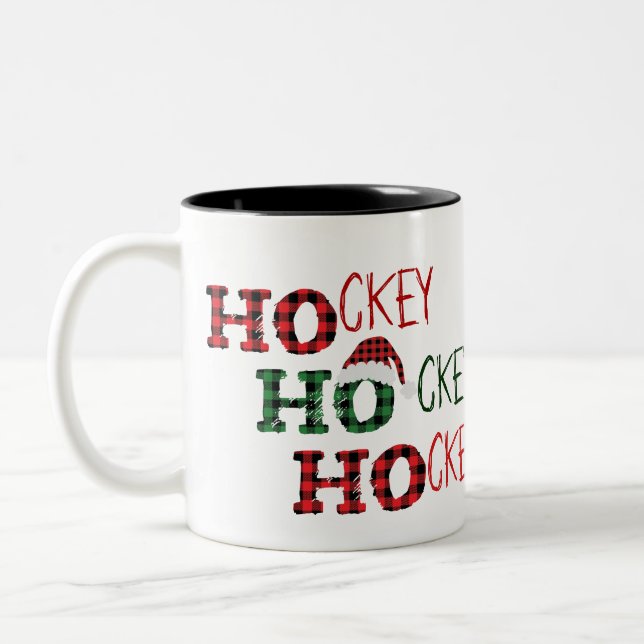 Ho Ho Ho - Hockey Hockey Hockey Two-Tone Coffee Mug (Left)