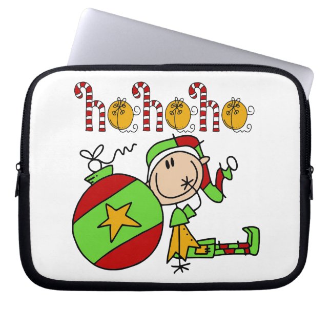 Ho Ho Ho Holiday Cute Festive Elf Laptop Sleeve (Front)
