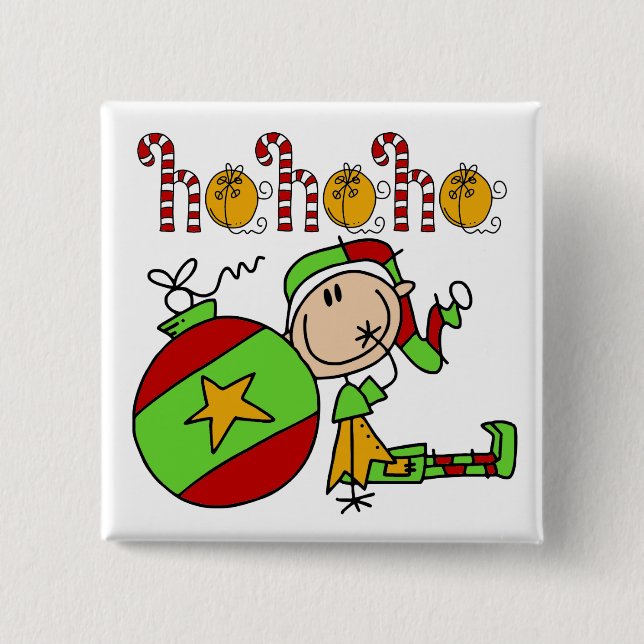 Ho Ho Ho Holiday Elf 15 Cm Square Badge (Front)