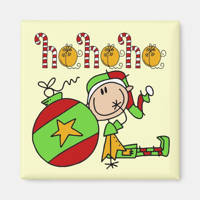 Ho Ho Ho Holiday Elf Christmas Magnet (Front)