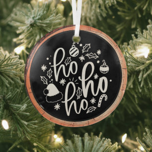 Ho Ho Ho Holiday  Glass Tree Decoration