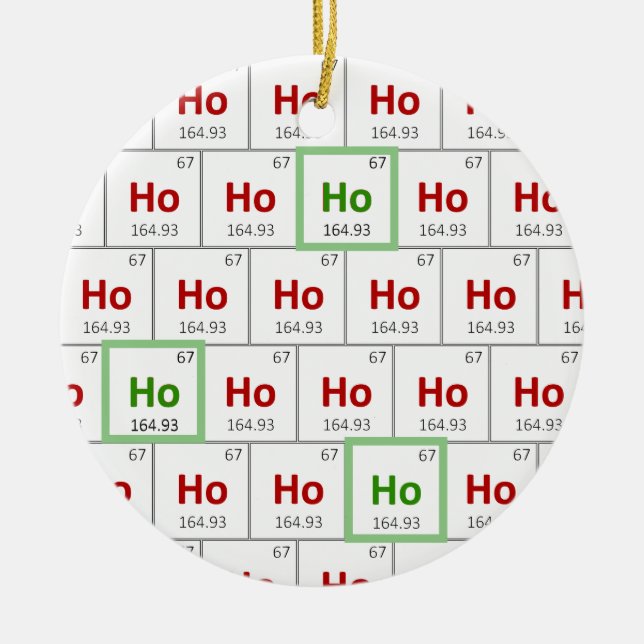 "Ho Ho Ho" Holiday Periodic Table Ornament (Front)