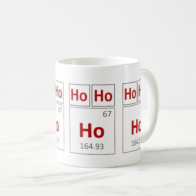 Ho Ho Ho Holiday Periodic Table Red Science Coffee Mug (Front Right)