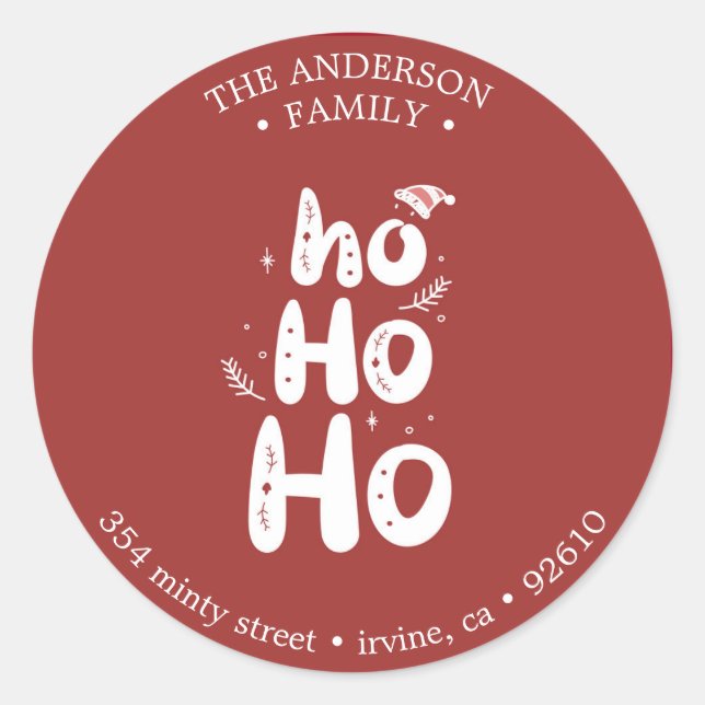 Ho Ho Ho⎢ Holiday Return Address Sticker (Front)