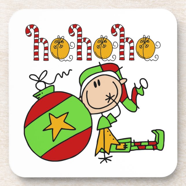 Ho Ho Ho Holiday Santa's Christmas Elf Coaster (Front)