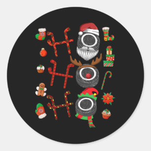 Ho Ho Ho Ice Hockey Christmas Ice Hockey Player Xm Classic Round Sticker