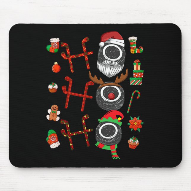 Ho Ho Ho Ice Hockey Christmas Ice Hockey Player Xm Mouse Pad (Front)