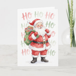 Ho Ho Ho Jolly Santa Christmas Holiday Card