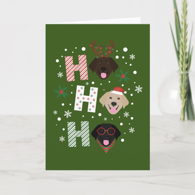 Ho Ho Ho Labrador Retriever Merry Christmas Card (Front)