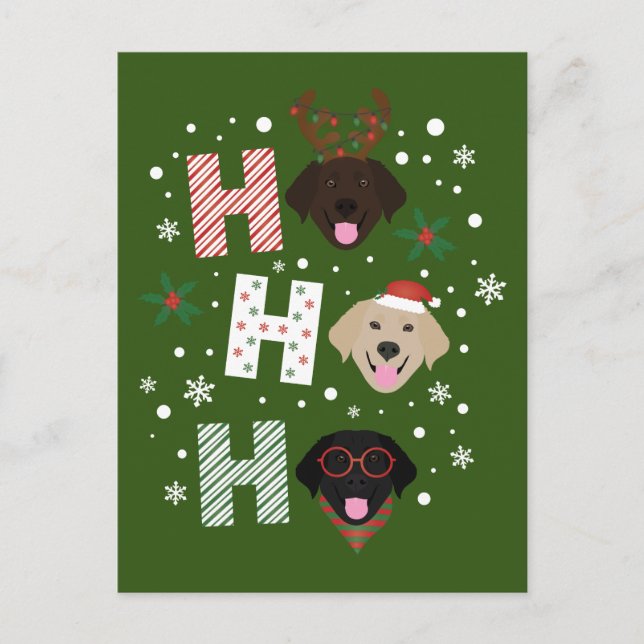 Ho Ho Ho Labrador Retriever Merry Christmas Holiday Postcard (Front)