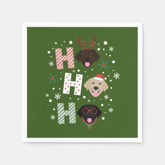 Ho Ho Ho Labrador Retriever Merry Christmas Napkin (Front)