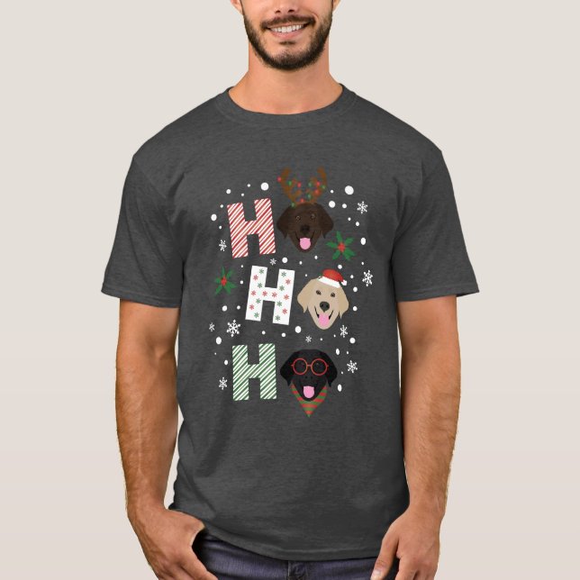 Ho Ho Ho Labrador Retriever Merry Christmas T-Shirt (Front)
