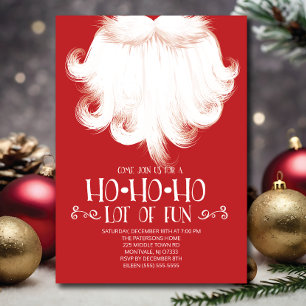 HO HO HO Lots of Fun Santa Christmas Party Invitation