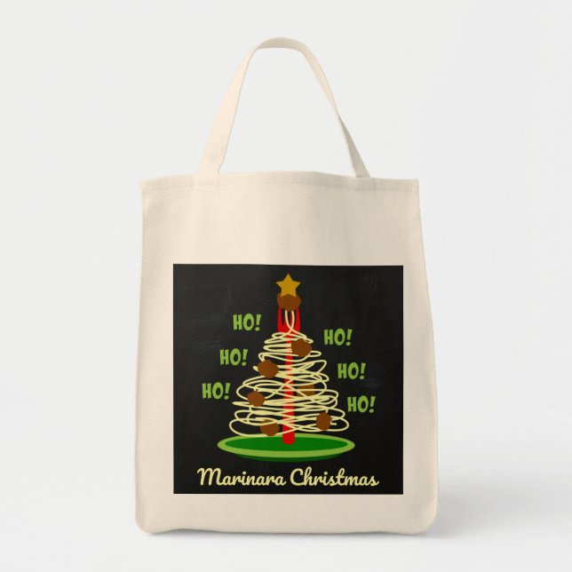 Ho! Ho! Ho! Marinara Christmas Pasta Tree Tote Bag (Front)