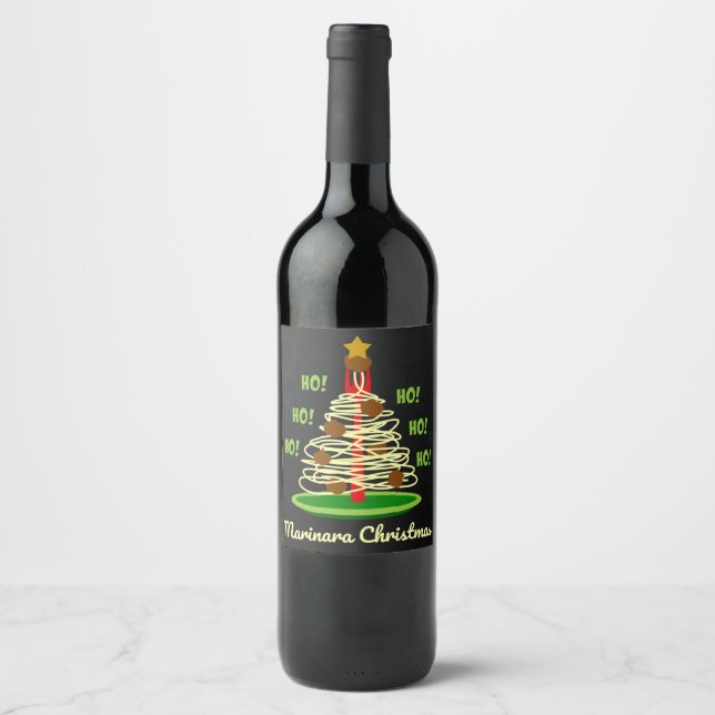Ho! Ho! Ho! Marinara Christmas Pasta Tree Wine Label (Front)