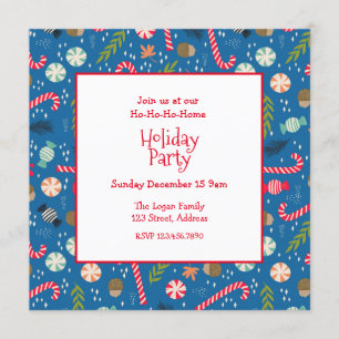 Ho-Ho-Ho-me Holiday Sweets Pattern Invitation
