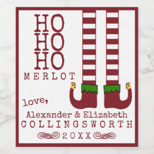 Ho Ho Ho Merlot Christmas Wine Label Personalised