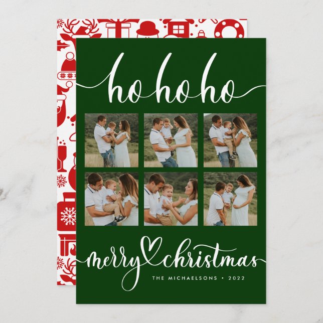 HO HO HO MERRY CHRISTMAS Add Your Photos Collage (Front/Back)