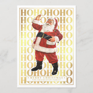Ho Ho Ho Merry Christmas Cards Faux Gold Foil