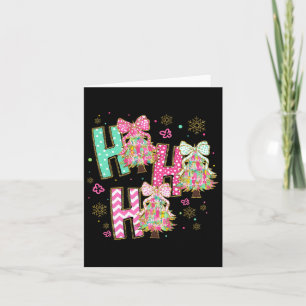 Ho Ho Ho Merry Christmas Coquette Bow Xmas Trees H Card