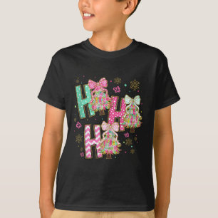 Ho Ho Ho Merry Christmas Coquette Bow Xmas Trees H T-Shirt