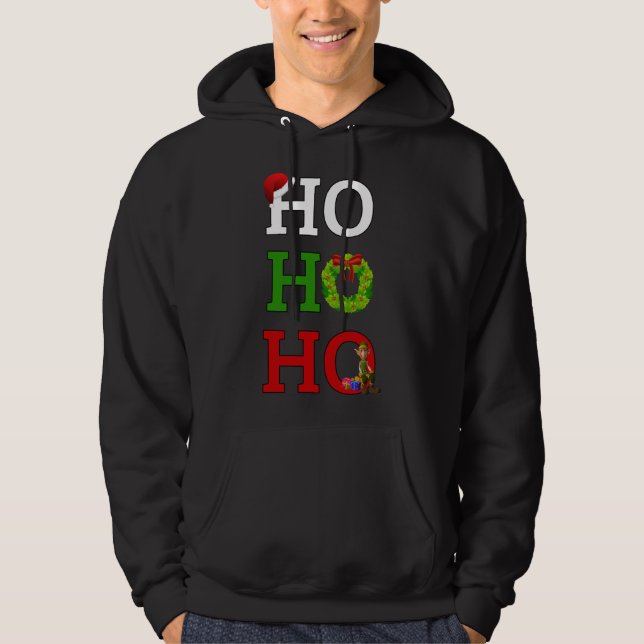 Ho Ho Ho Merry Christmas Elf Hoodie (Front)