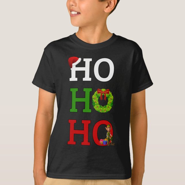 Ho Ho Ho Merry Christmas Elf T-Shirt (Front)
