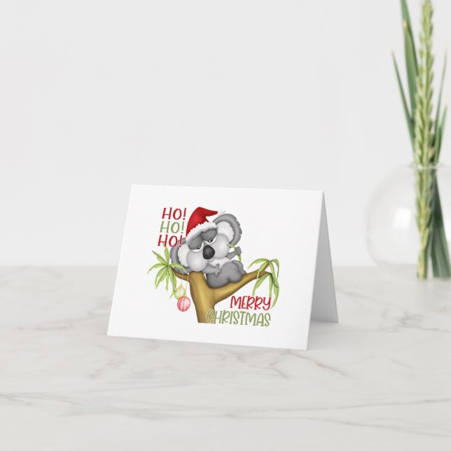 Ho Ho Ho Merry Christmas Koala Card (Front)