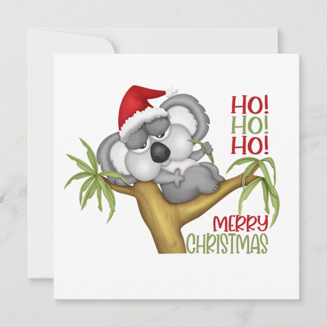 Ho Ho Ho Merry Christmas Koala Holiday Card (Front)