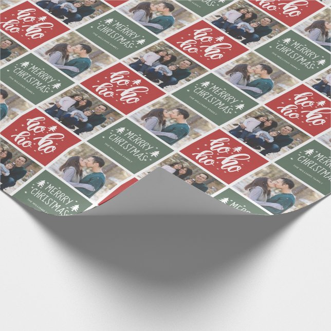 Ho Ho Ho Merry Christmas Photo Wrapping Paper (Corner)