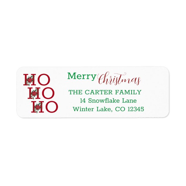 HO HO HO Merry Christmas Return Address Label (Front)
