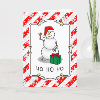 Ho Ho Ho Merry Christmas Santa Cute Snowman Card