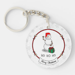 Ho Ho Ho Merry Christmas Santa Cute Snowman Key Ring
