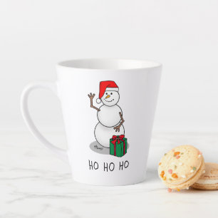 Ho Ho Ho Merry Christmas Santa Cute Snowman Latte Mug