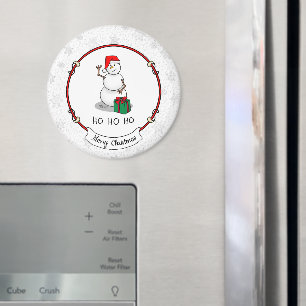Ho Ho Ho Merry Christmas Santa Cute Snowman Magnet