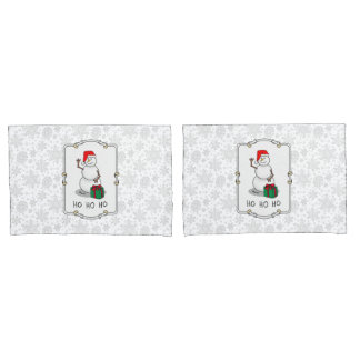 Ho Ho Ho Merry Christmas Santa Cute Snowman Pillowcase