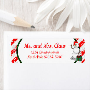 Ho Ho Ho Merry Christmas Santa Cute Snowman Return Address Label