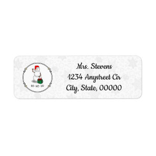 Ho Ho Ho Merry Christmas Santa Cute Snowman Return Address Label