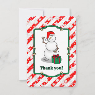 Ho Ho Ho Merry Christmas Santa Cute Snowman Thank You Card