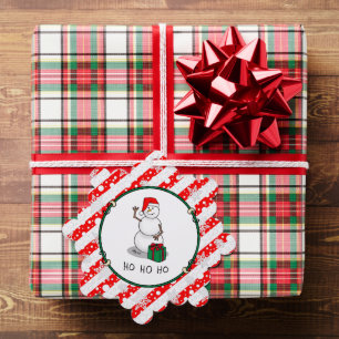 Ho Ho Ho Merry Christmas Santa Cute Snowman Tree Decoration Card