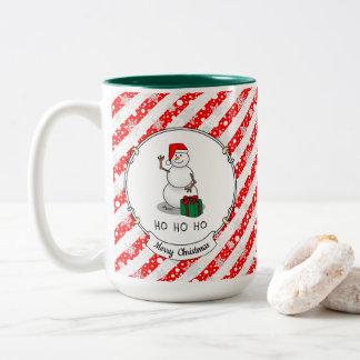 Ho Ho Ho Merry Christmas Santa Cute Snowman Two-Tone Coffee Mug