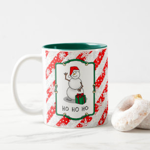 Ho Ho Ho Merry Christmas Santa Cute Snowman Two-Tone Coffee Mug