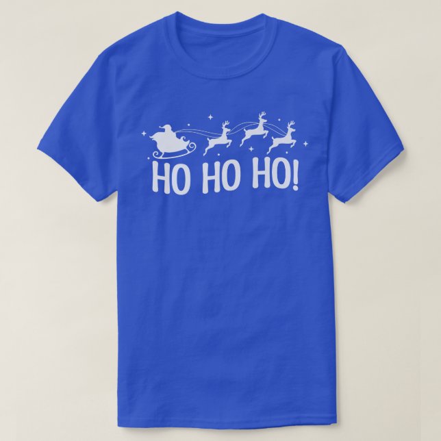 Ho Ho Ho Merry Christmas Santa's Reindeer Sleigh I T-Shirt (Design Front)
