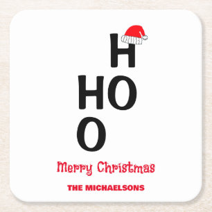 Ho Ho Ho: Merry Christmas Square Paper Coaster