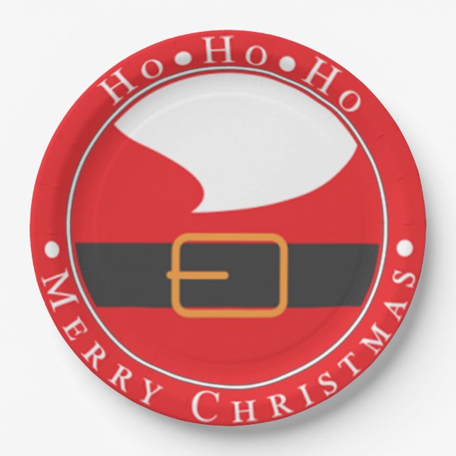 Ho Ho Ho Merry Chritmas Paper Plate (Front)
