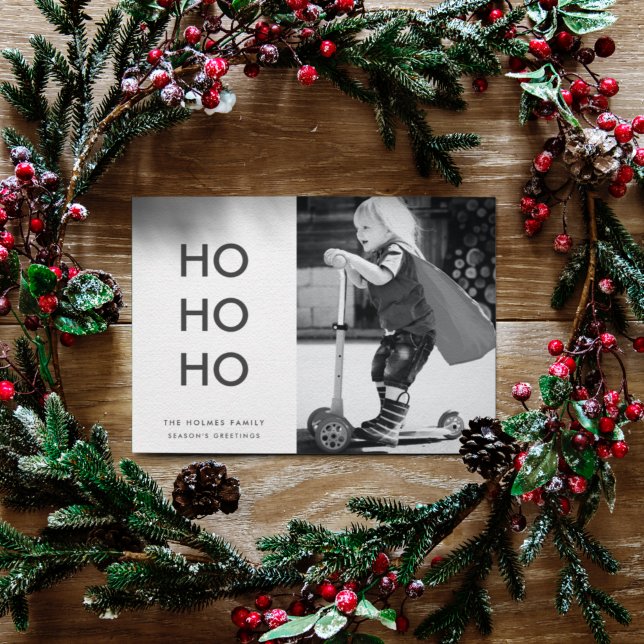 Ho Ho Ho | Minimalist Clean Simple Christmas Photo Holiday Card (Creator Uploaded)