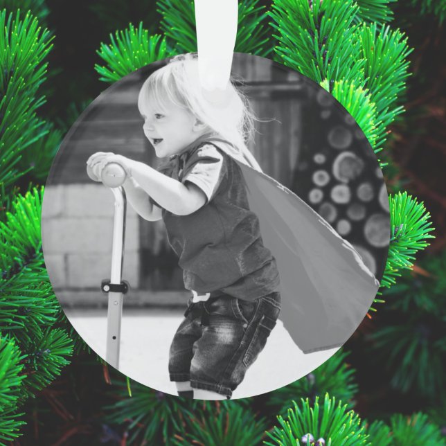 Ho Ho Ho | Minimalist Clean Simple Christmas Photo Ornament (Creator Uploaded)