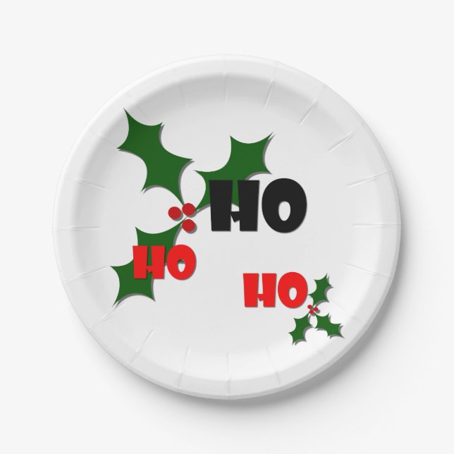 Ho Ho Ho Mistletoe Paper Plate (Front)