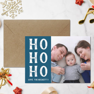 HO HO HO Modern Christmas Holiday Photo Card